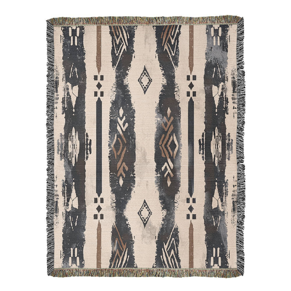 Spirit Lines Woven Blanket – Tribal Geometric Boho Throw