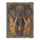 Boho Elephant Woven Blanket – Beaded-Inspired Tapestry with Tribal Floral Accents