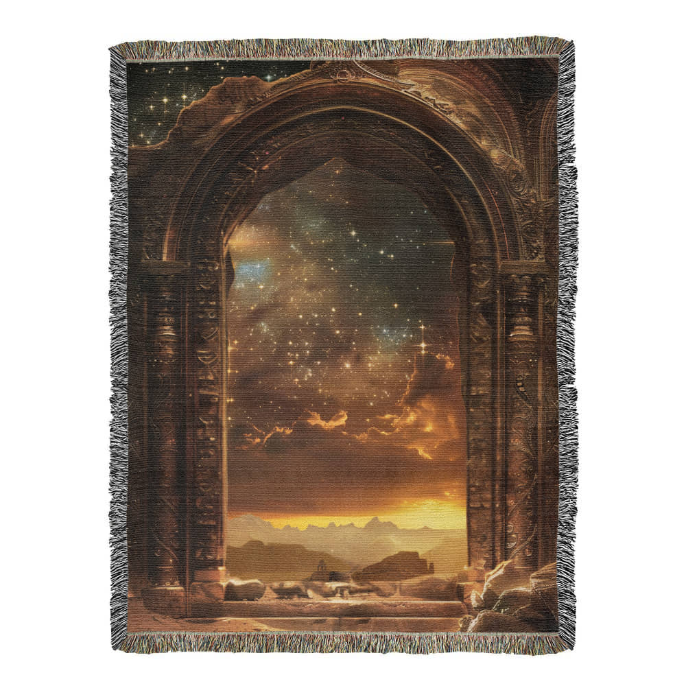 Starlit Gateway Mystical Blanket – Woven Celestial Portal Throw | Fantasy Decor by Lace & Grit