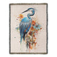 Stillrise Woven Blanket – Watercolor Blue Heron in Reflection