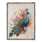 Plumefire Woven Blanket – Watercolor Peacock in Full Display