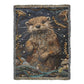Boho River Otter Blanket – Beaded Look Textile Art in Deep Earth Tones | Boho Nature Lover Gift