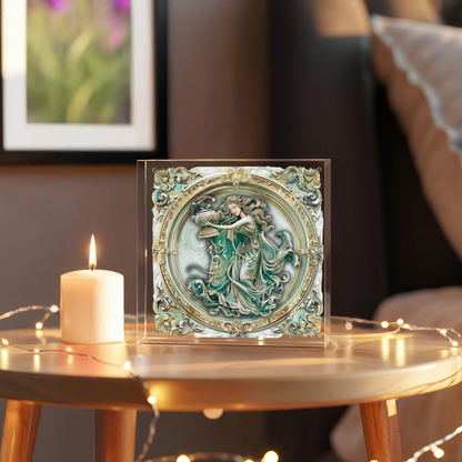 Aquarius Zodiac Art Block – Water Bearer Symbol with Metallic Look | Boho Celestial Home Décor | Aquarius Gift for Astrology Lovers