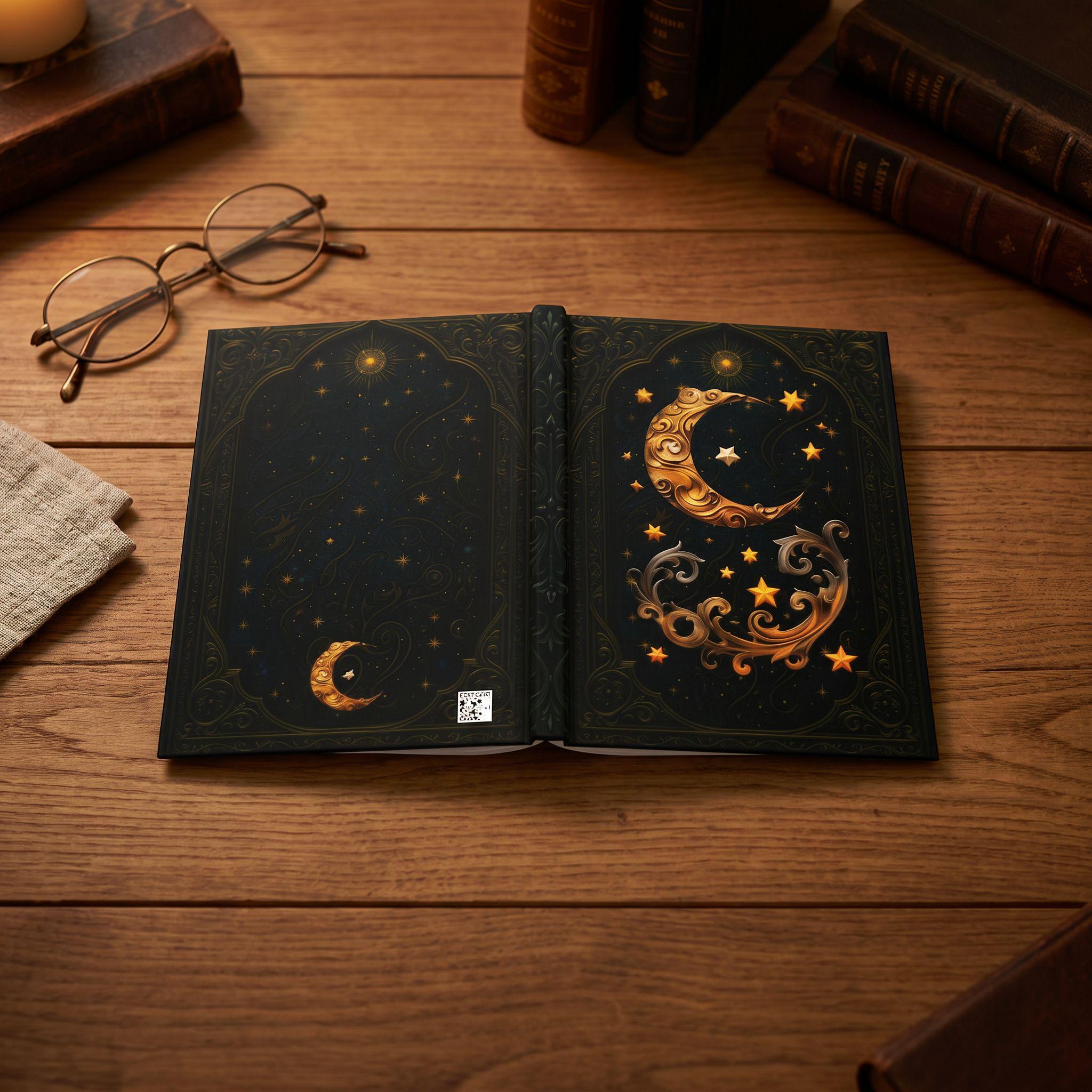 Celestial Moon & Stars – Hardcover Journal