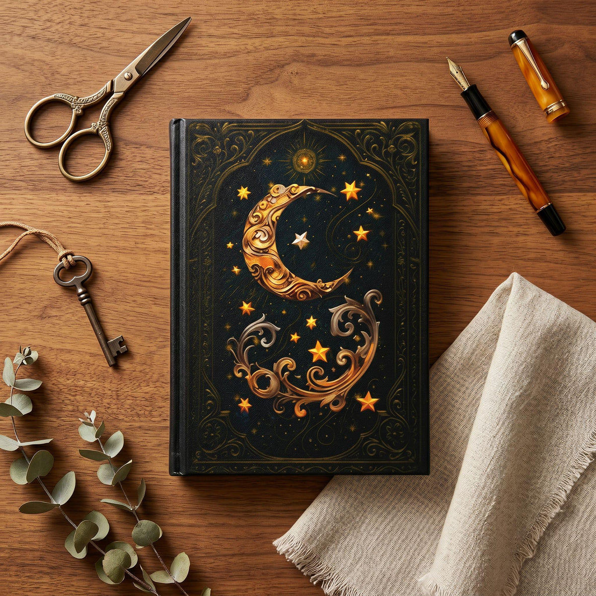 Celestial Moon & Stars – Hardcover Journal