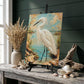 Egret Coastal Art Glass Board, Coastal Kitchen Decor, Charcuterie & Serving Tray