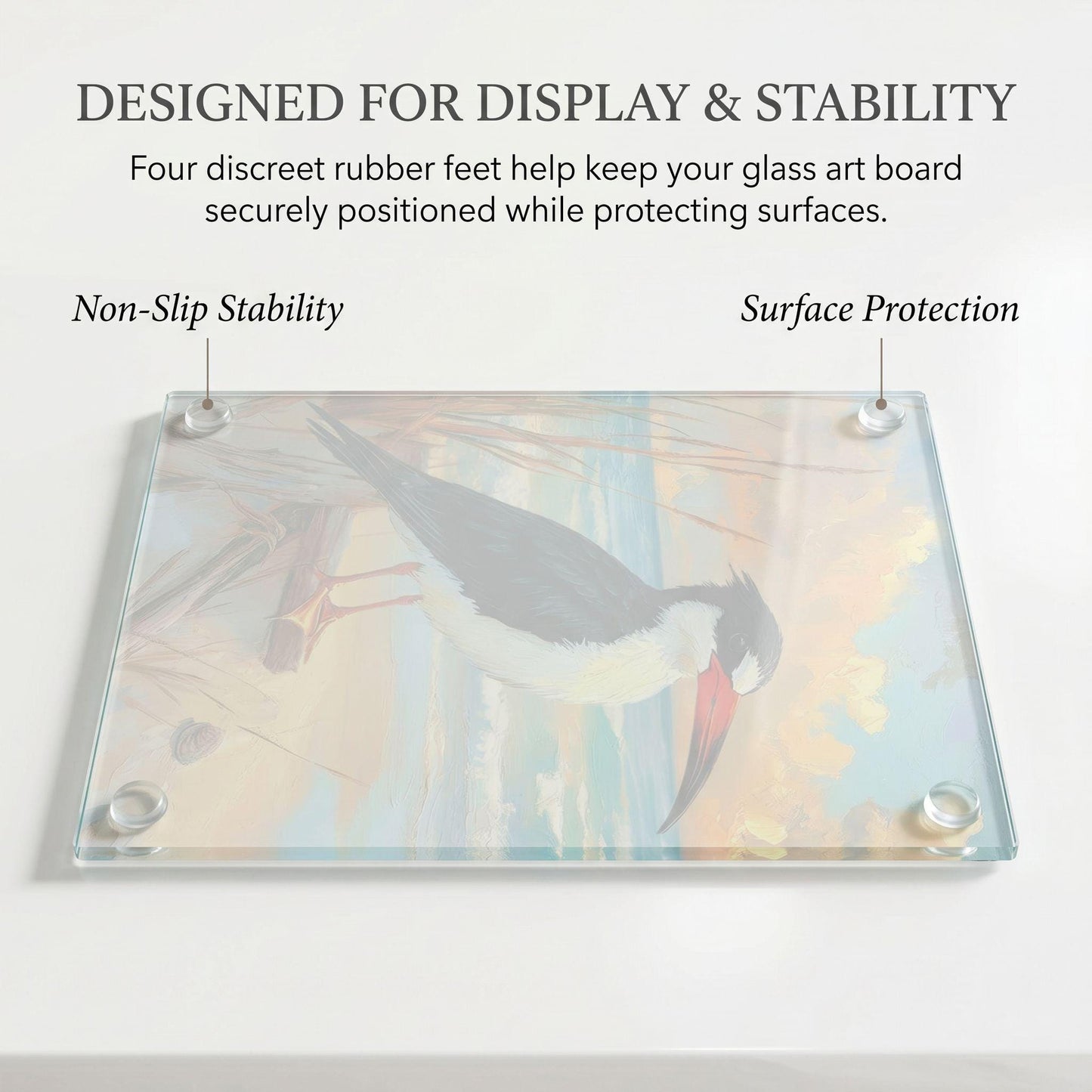American Avocet Coastal Art Glass Board, Coastal Kitchen Decor, Charcuterie & Serving Tray