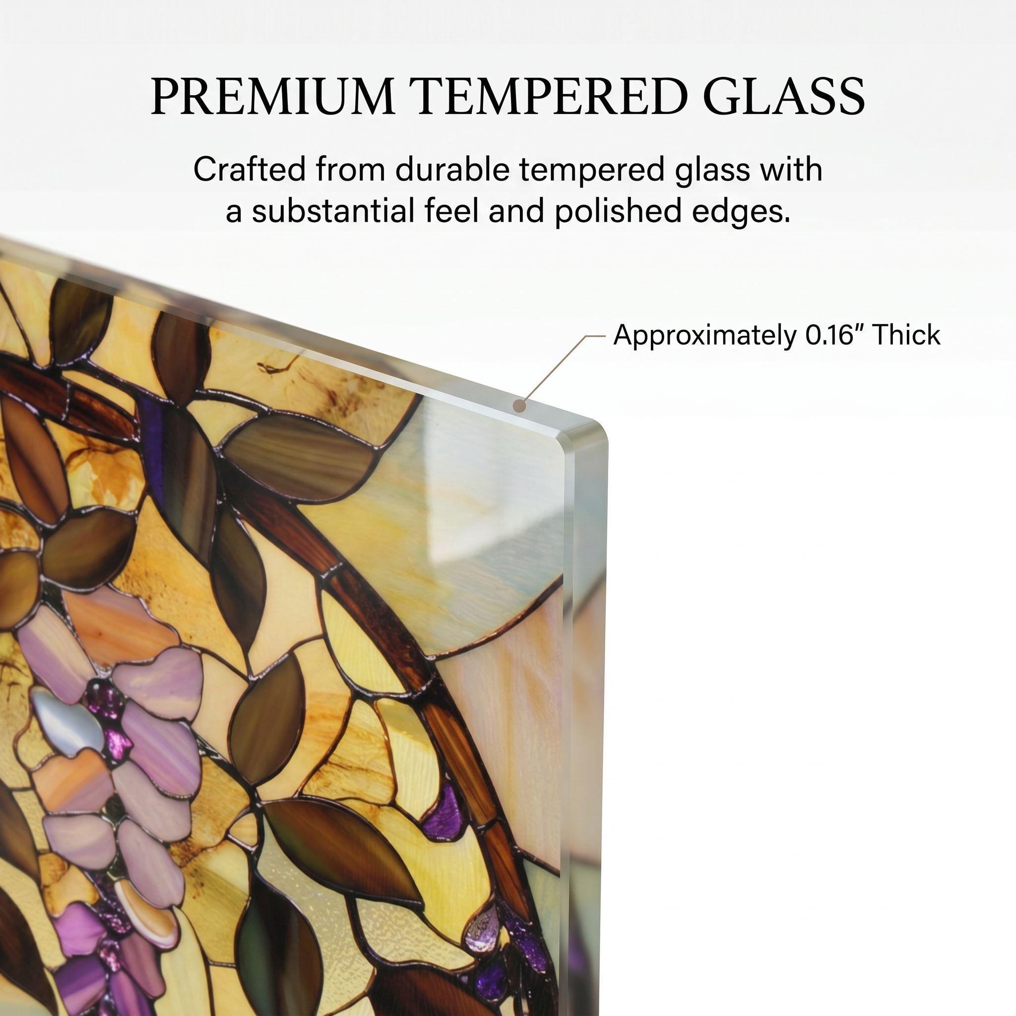 Lilac Botanical Glass Art Panel, Floral Tempered Glass Wall Decor, Cottage Garden Accent