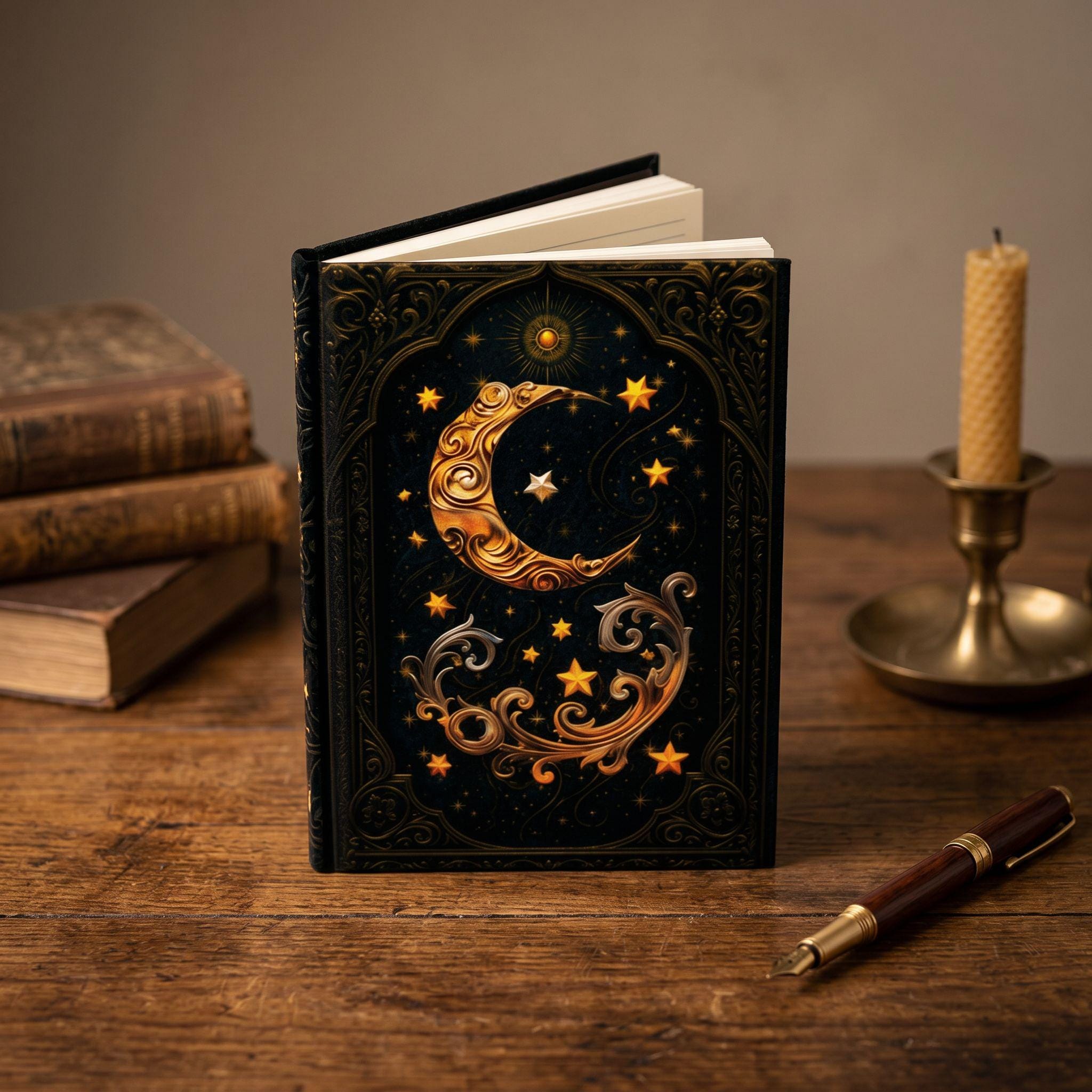 Celestial Moon & Stars – Hardcover Journal