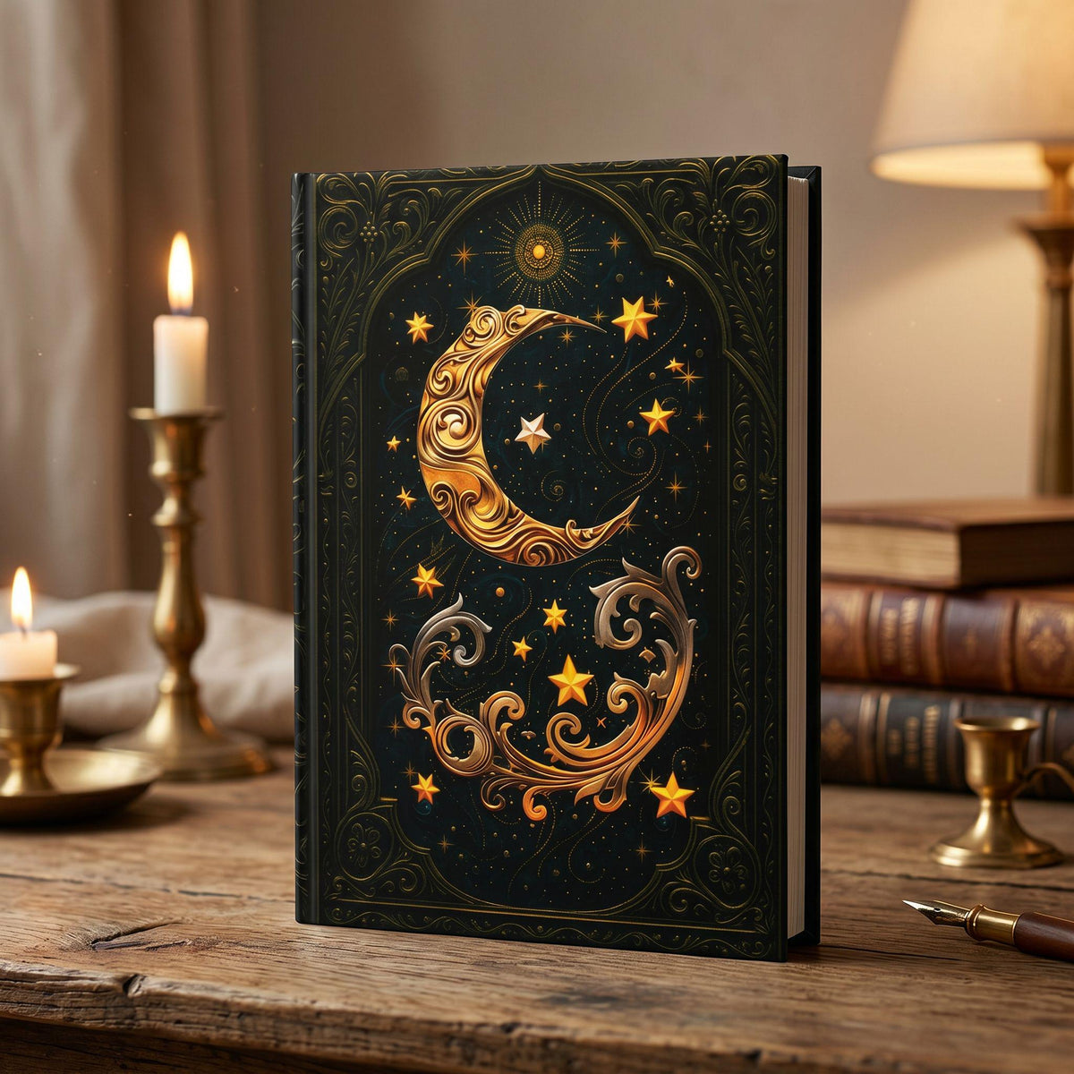 Celestial Moon & Stars – Hardcover Journal