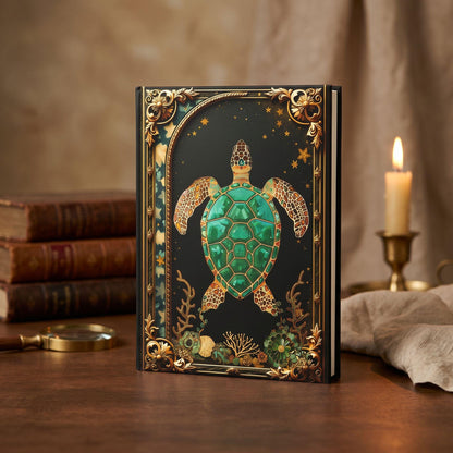 Gold Filigree Sea Turtle Journal – Personalized Ocean Hardcover Diary