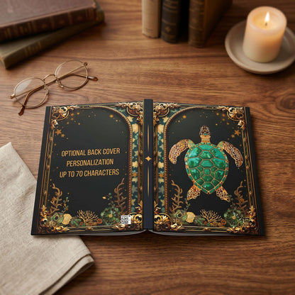 Gold Filigree Sea Turtle Journal – Personalized Ocean Hardcover Diary