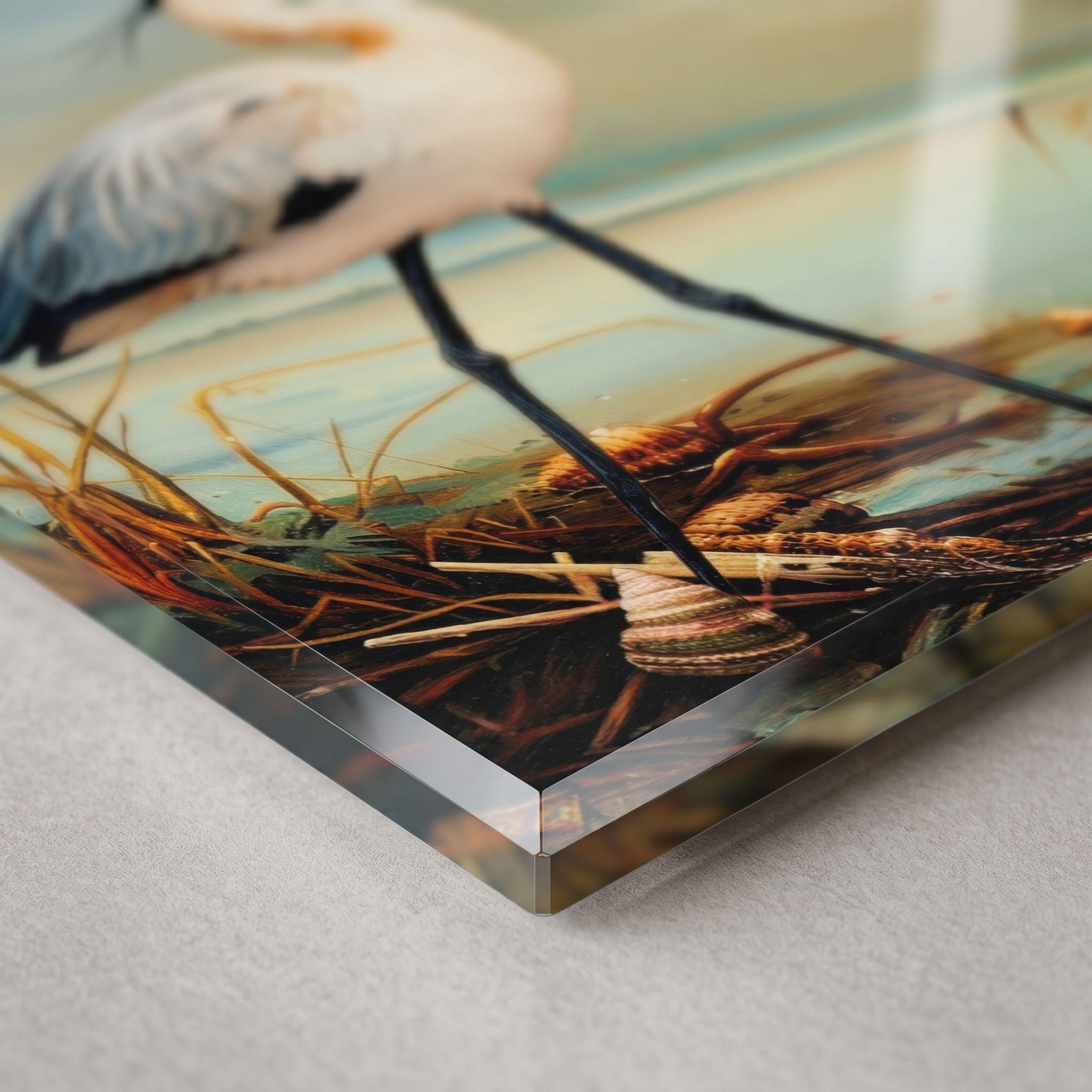 American Avocet Coastal Art Glass Board, Coastal Kitchen Decor, Charcuterie & Serving Tray