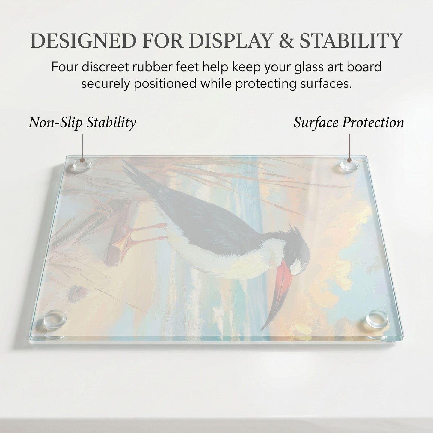Black Skimmer Coastal Art Glass Board, Coastal Kitchen Decor, Charcuterie & Serving Tray