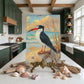 Black Skimmer Coastal Art Glass Board, Coastal Kitchen Decor, Charcuterie & Serving Tray