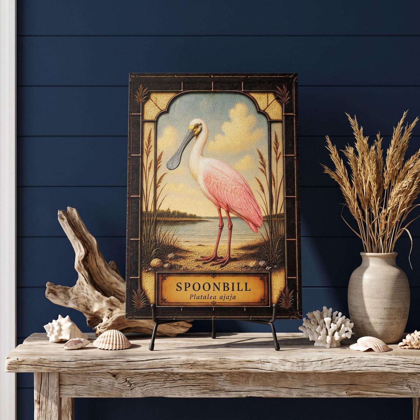 Roseate Spoonbill Coastal Bird Glass Art Panel | Tempered Coastal Wall Art | Beach Cottage Decor | Bird Lover Gift | Coastal Home Decor