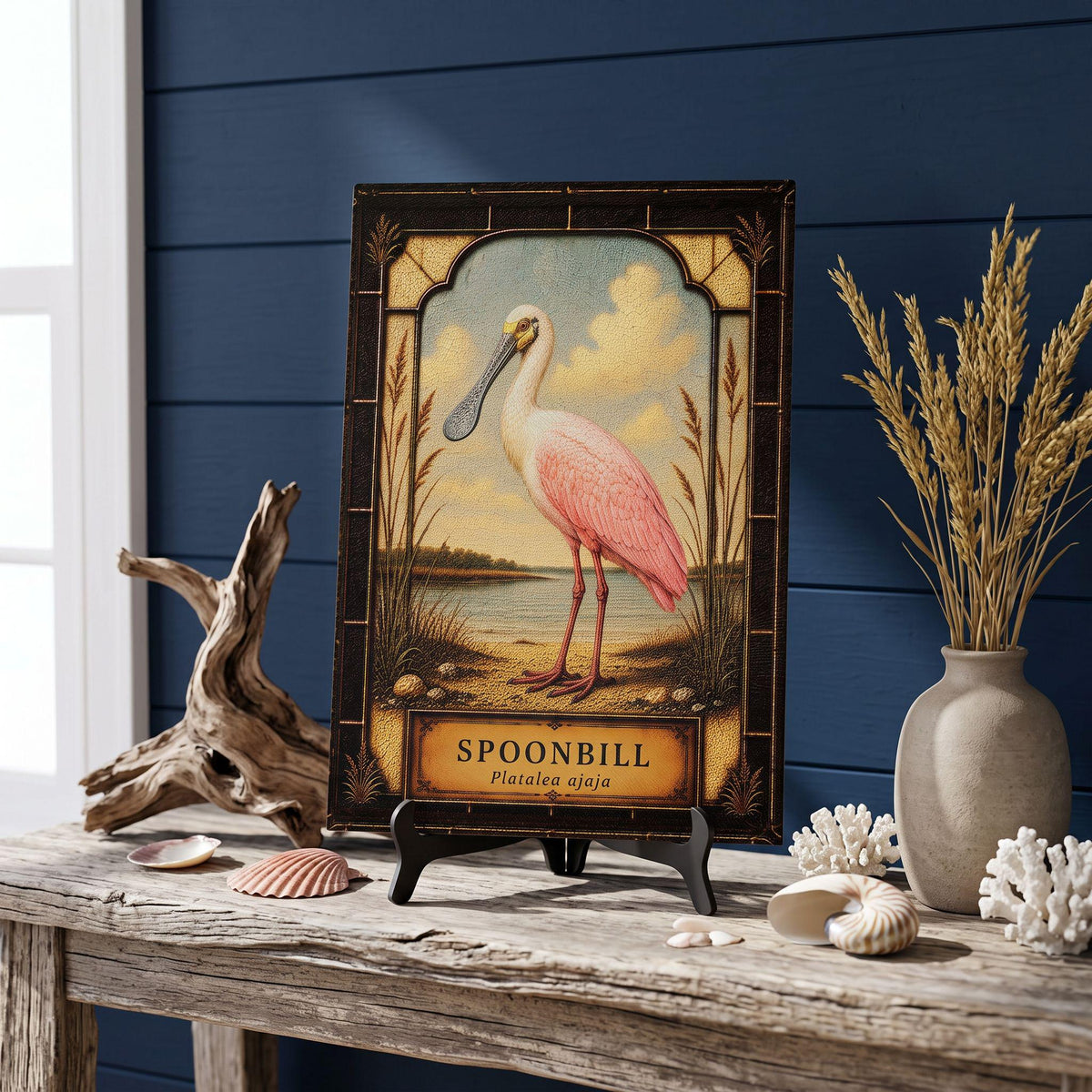 Roseate Spoonbill Coastal Bird Glass Art Panel | Tempered Coastal Wall Art | Beach Cottage Decor | Bird Lover Gift | Coastal Home Decor