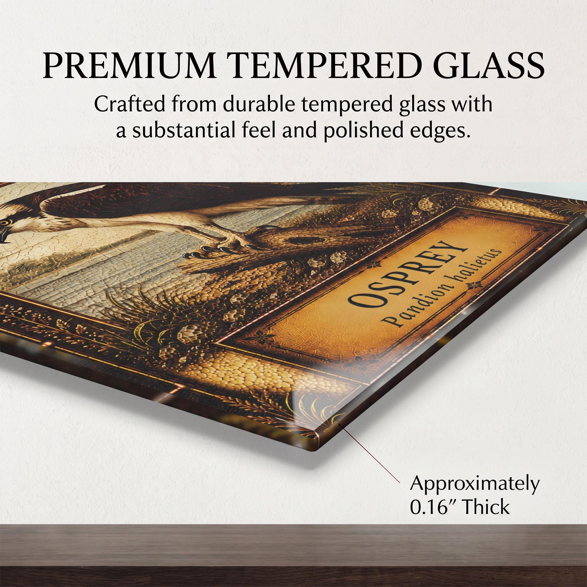 Osprey Coastal Art Glass Board, Coastal Kitchen Decor, Charcuterie & Serving Tray
