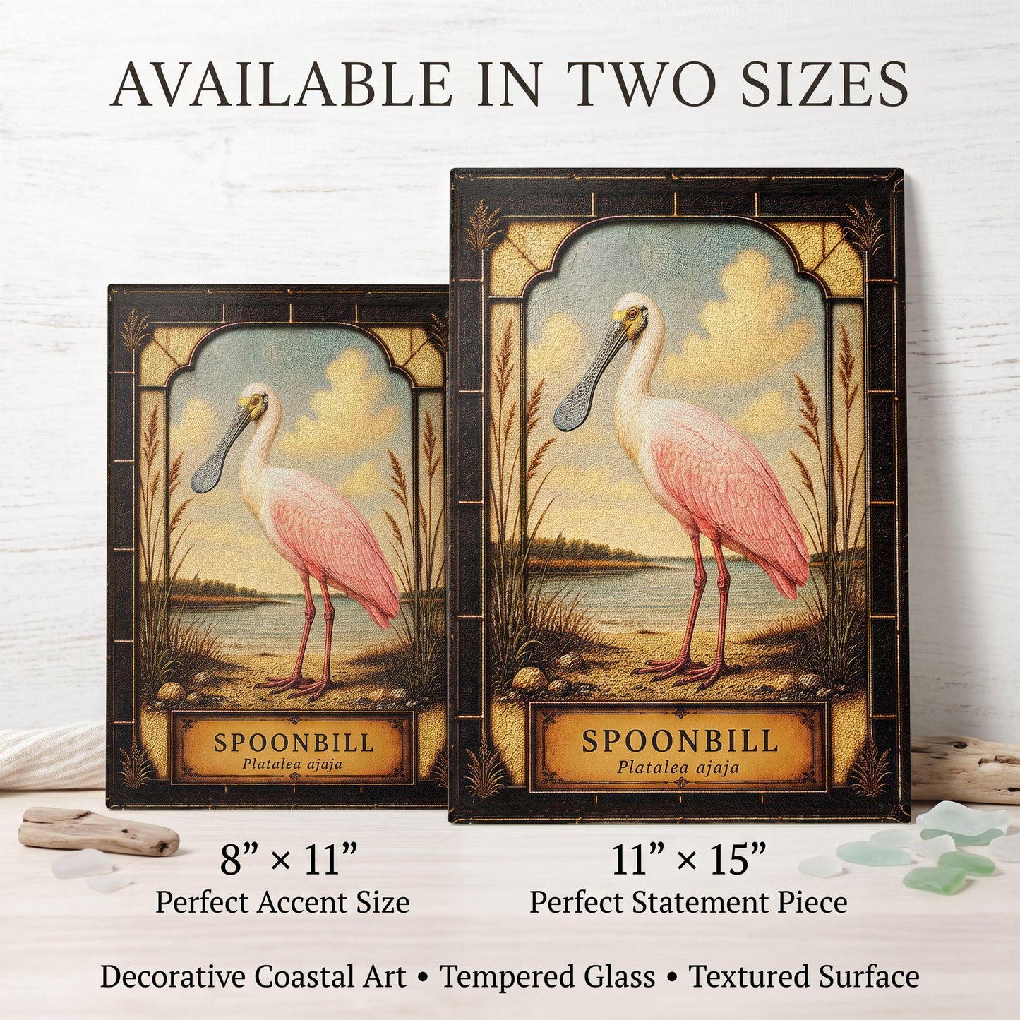 Roseate Spoonbill Coastal Bird Glass Art Panel | Tempered Coastal Wall Art | Beach Cottage Decor | Bird Lover Gift | Coastal Home Decor