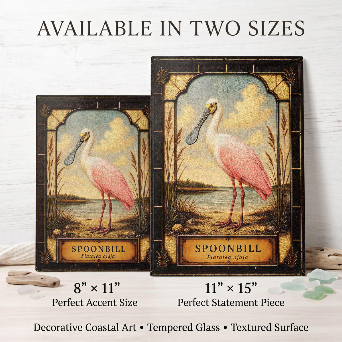 Roseate Spoonbill Coastal Bird Glass Art Panel | Tempered Coastal Wall Art | Beach Cottage Decor | Bird Lover Gift | Coastal Home Decor