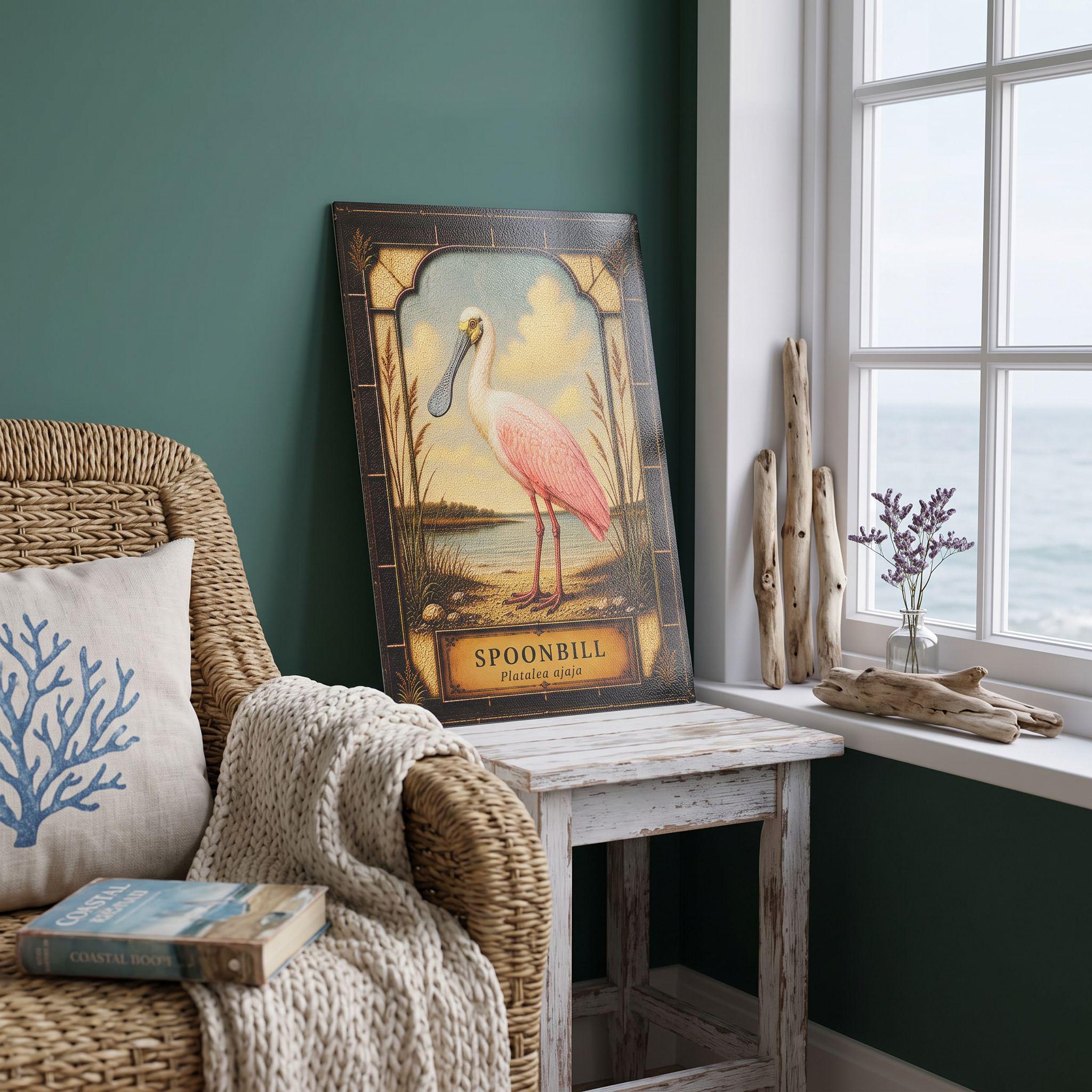 Roseate Spoonbill Coastal Bird Glass Art Panel | Tempered Coastal Wall Art | Beach Cottage Decor | Bird Lover Gift | Coastal Home Decor