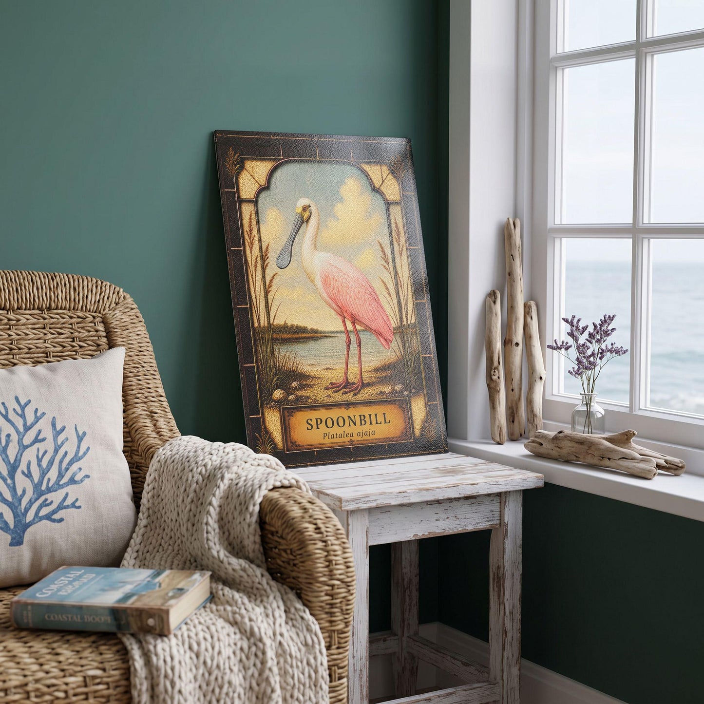 Roseate Spoonbill Coastal Bird Glass Art Panel | Tempered Coastal Wall Art | Beach Cottage Decor | Bird Lover Gift | Coastal Home Decor