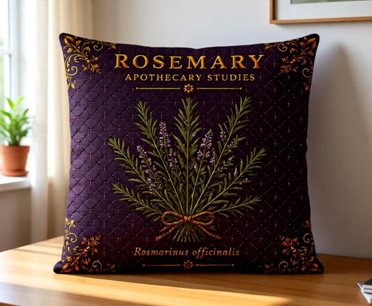 Rosemary Apothecary Pillow, Botanical Throw Pillow, Cottagecore Cushion, Dark Academia Decor, Herbal Home Accent