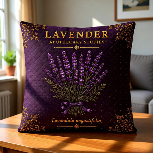 Lavender Apothecary Pillow, Botanical Throw Pillow, Cottagecore Cushion, Dark Academia Decor, Herbal Home Accent