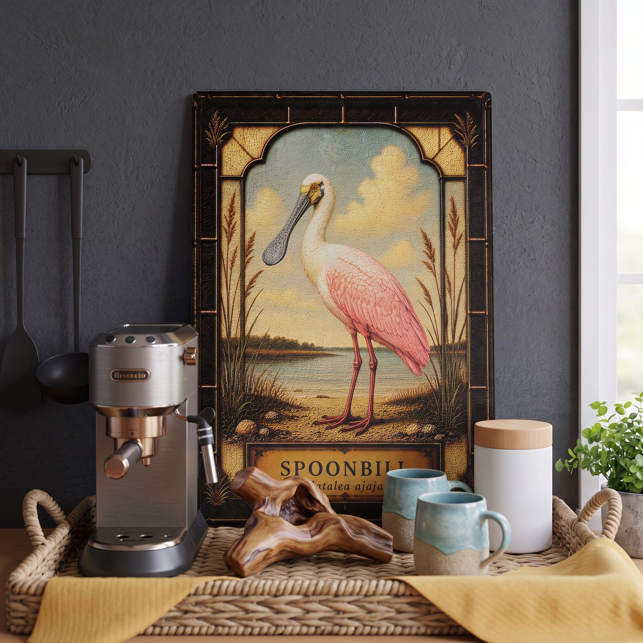 Roseate Spoonbill Coastal Bird Glass Art Panel | Tempered Coastal Wall Art | Beach Cottage Decor | Bird Lover Gift | Coastal Home Decor