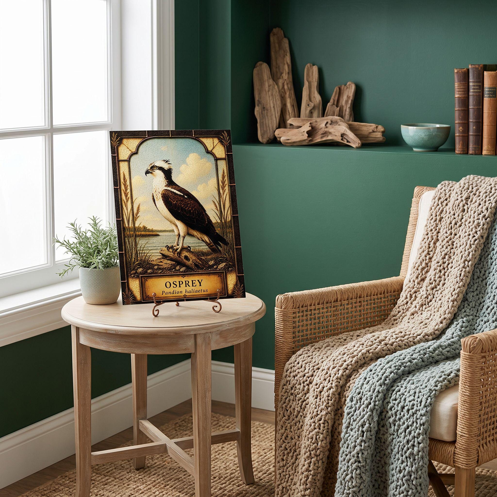 Osprey Coastal Bird Glass Art Panel | Tempered Coastal Wall Art | Beach Cottage Decor | Bird Lover Gift | Coastal Home Decor