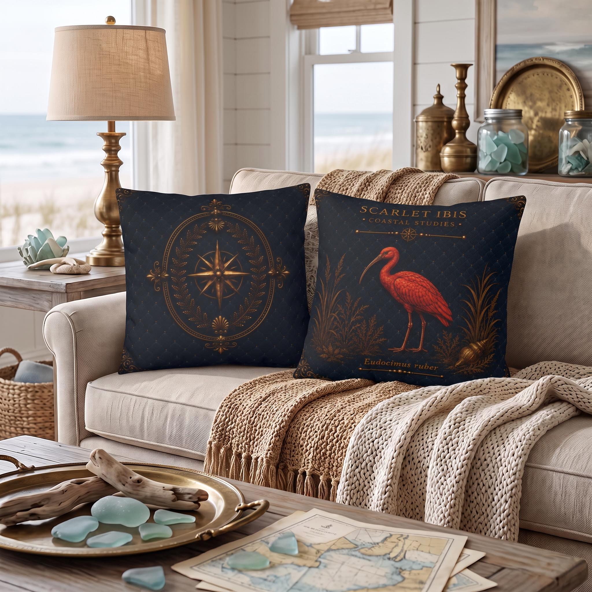 Scarlet Ibis Coastal Bird Faux Suede Pillow, Bird Lover Home Decor (Cover or Insert)