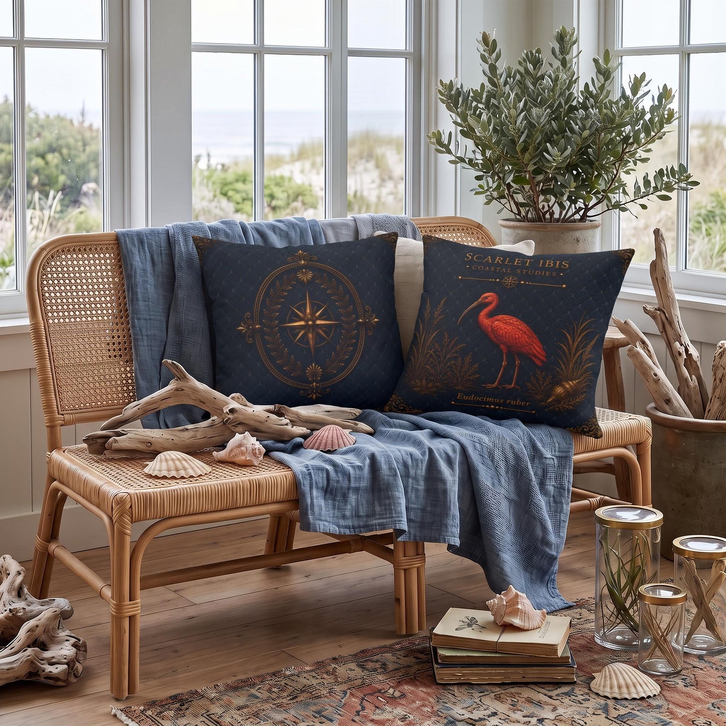 Scarlet Ibis Coastal Bird Faux Suede Pillow, Bird Lover Home Decor (Cover or Insert)