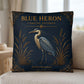 Blue Heron Coastal Pillow, Nautical Throw Pillow, Navy Coastal Cushion, Beach House & Lake House Decor, Coastal Grandma Style