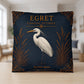 Egret Coastal Pillow, Nautical Throw Pillow, Navy Coastal Cushion, Beach House & Lake House Decor, Coastal Grandma Style