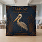 Pelican Coastal Pillow, Nautical Throw Pillow, Navy Coastal Cushion, Beach House & Lake House Decor, Coastal Grandma Style