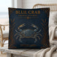 Blue Crab Coastal Pillow, Nautical Throw Pillow, Navy Coastal Cushion, Beach House & Lake House Decor, Coastal Grandma Style