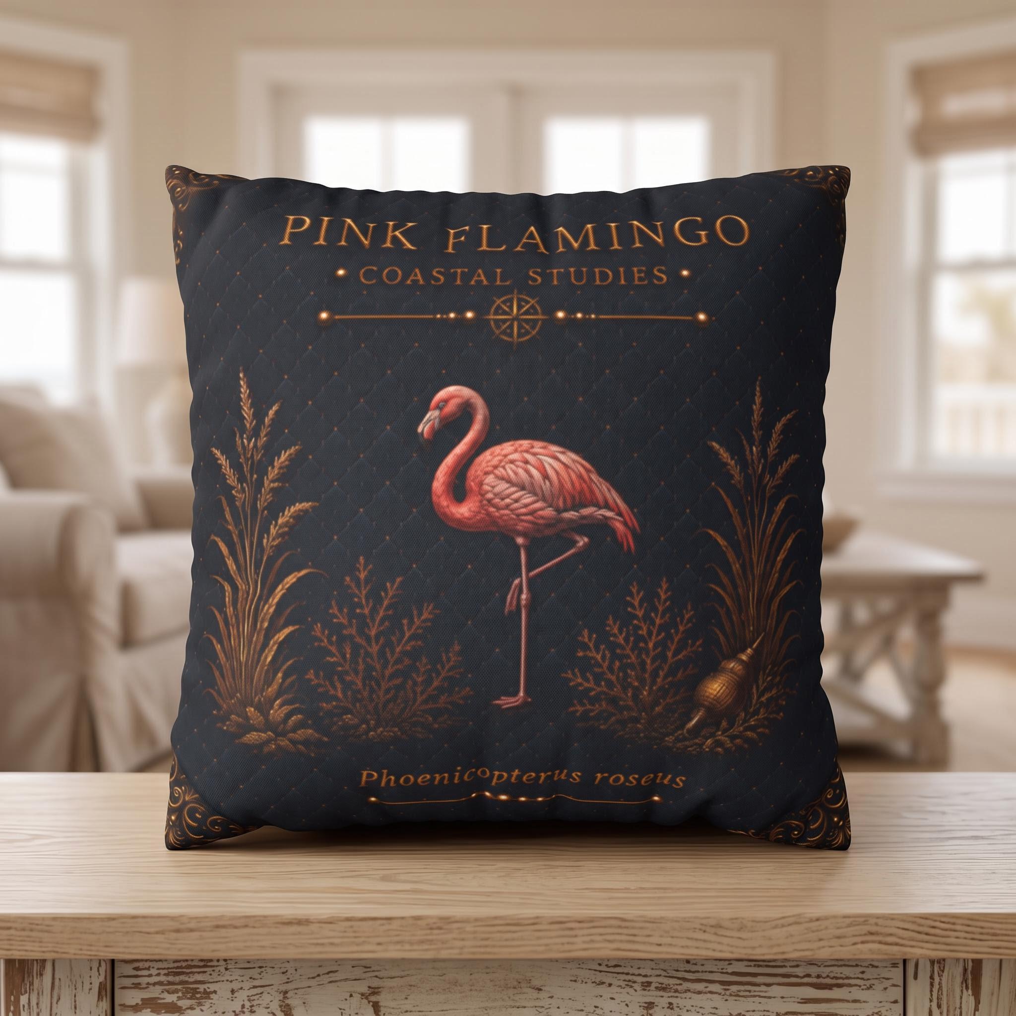 Pink Flamingo Coastal Bird Faux Suede Pillow, Bird Lover Home Decor (Cover or Insert)