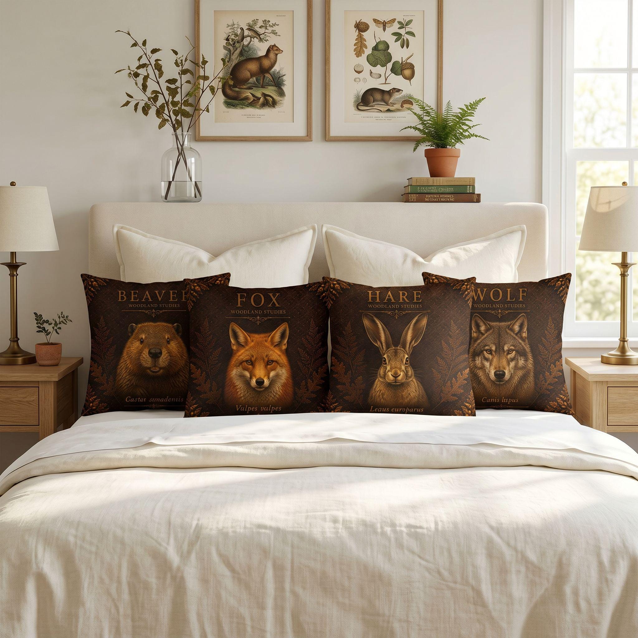 Wolf Woodland Pillow, Rustic Throw Pillow, Cabin Decor Cushion, Lodge Style Accent, Wildlife Home Decor