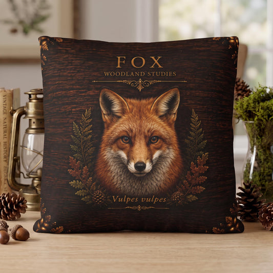 Fox Woodland Pillow, Rustic Throw Pillow, Cabin Decor Cushion, Lodge Style Accent, Wildlife Home Decor