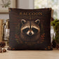 Raccoon Woodland Studies Throw Pillow, Faux Suede, Rustic Cabin Decor (Cover or Insert)