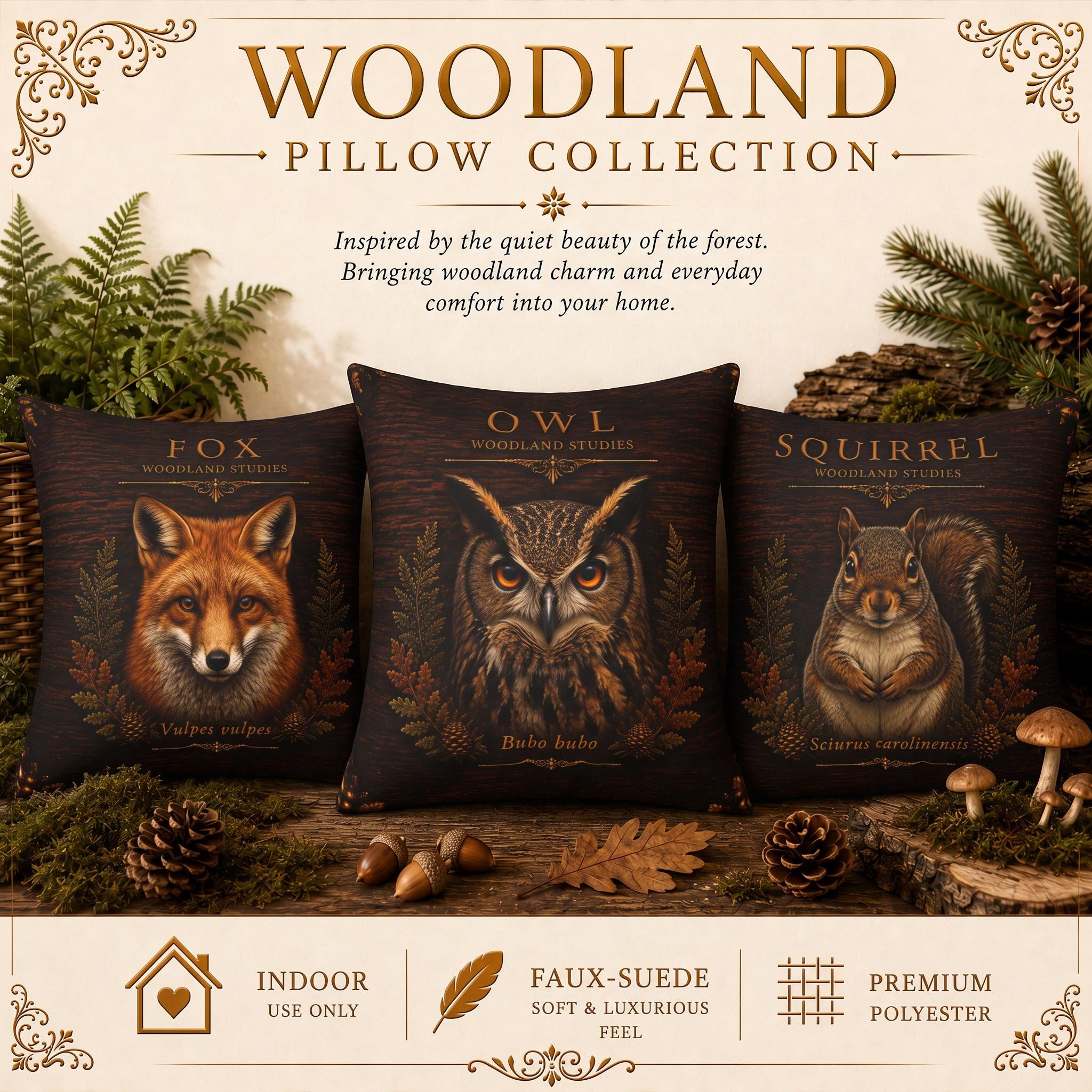 Raccoon Woodland Studies Throw Pillow, Faux Suede, Rustic Cabin Decor (Cover or Insert)