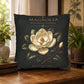 Magnolia Botanical Pillow, Vintage Floral Throw Pillow, Cottagecore Cushion, Southern Garden Decor, Botanical Home Accent