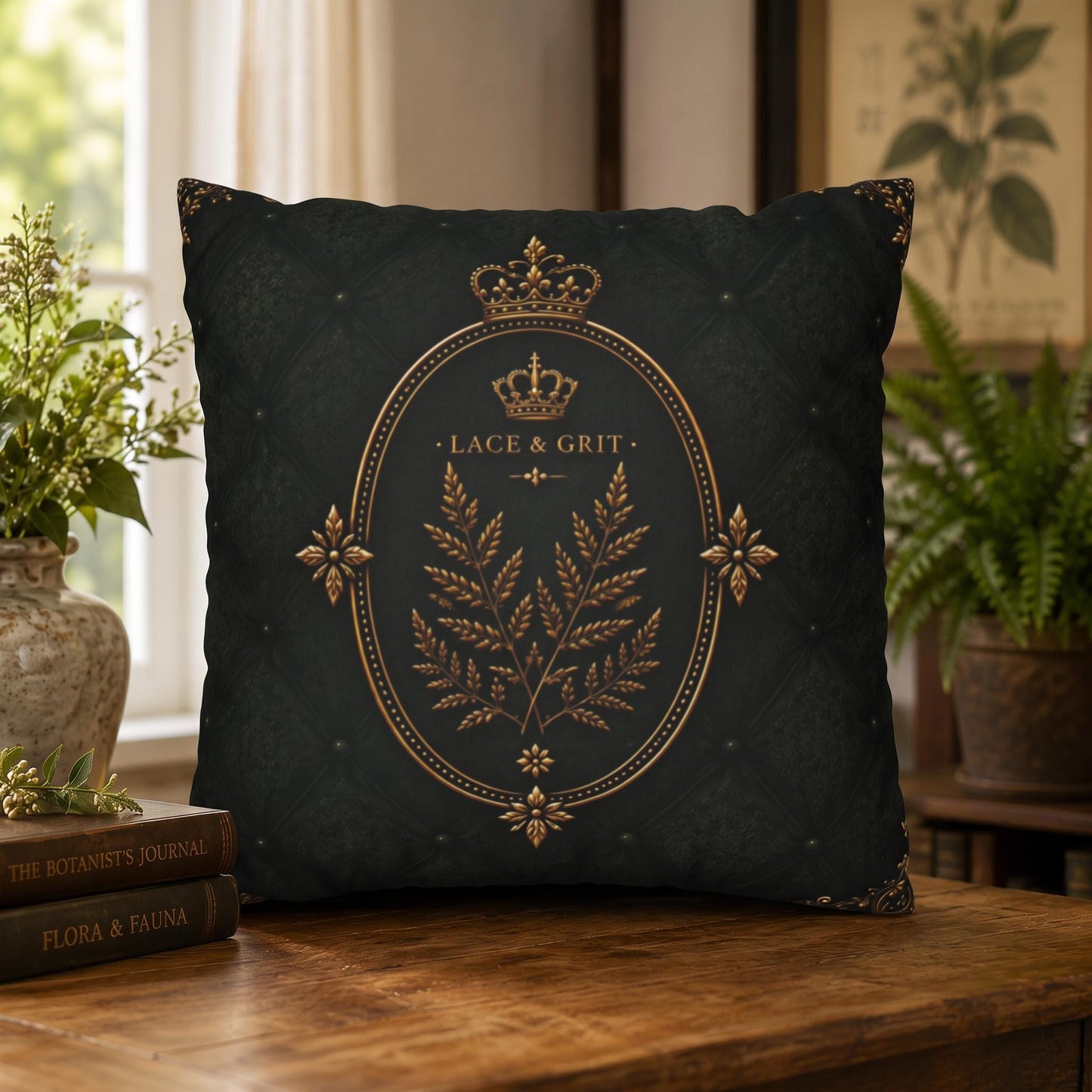Clematis Botanical Studies Faux Suede Pillow, Vintage Floral Home Decor (Cover or Insert)