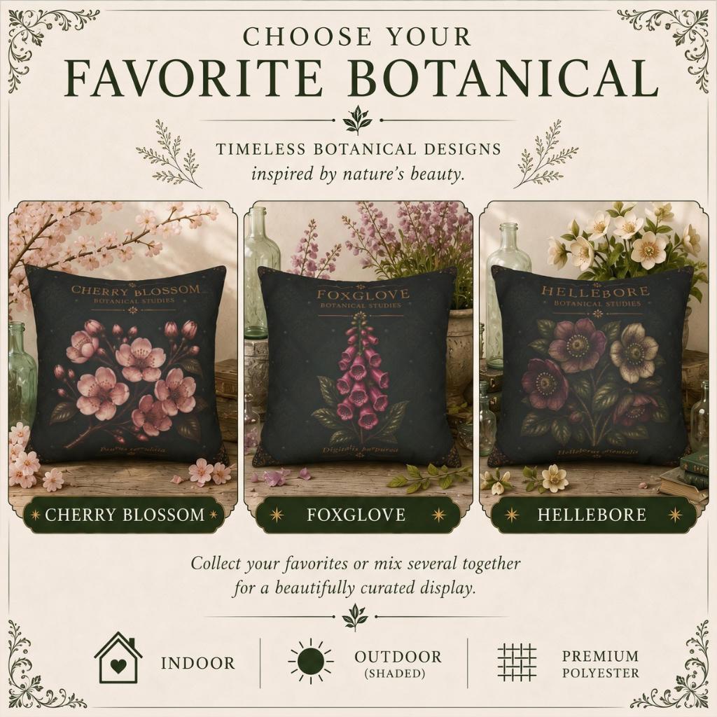 Gardenia Botanical Studies Faux Suede Pillow, Vintage Floral Home Decor (Cover or Insert)