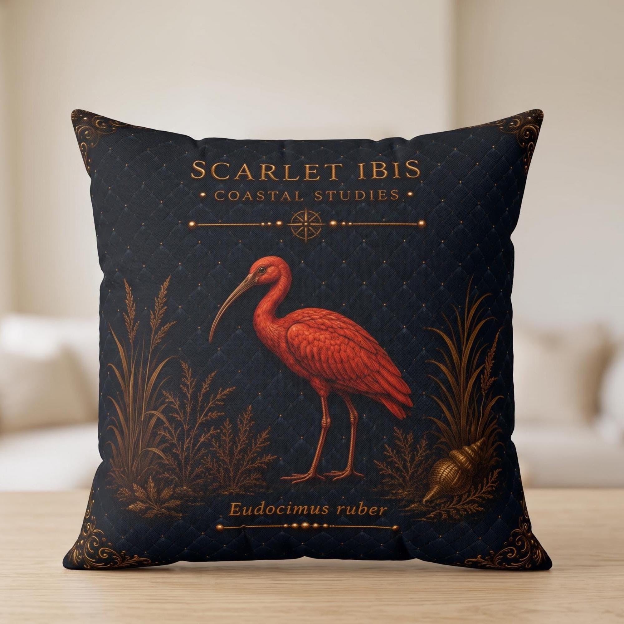 Scarlet Ibis Coastal Bird Faux Suede Pillow, Bird Lover Home Decor (Cover or Insert)