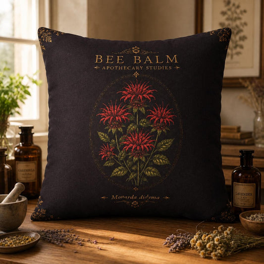 Yarrow Apothecary Pillow, Botanical Throw Pillow, Cottagecore Cushion, Dark Academia Decor, Herbal Home Accent