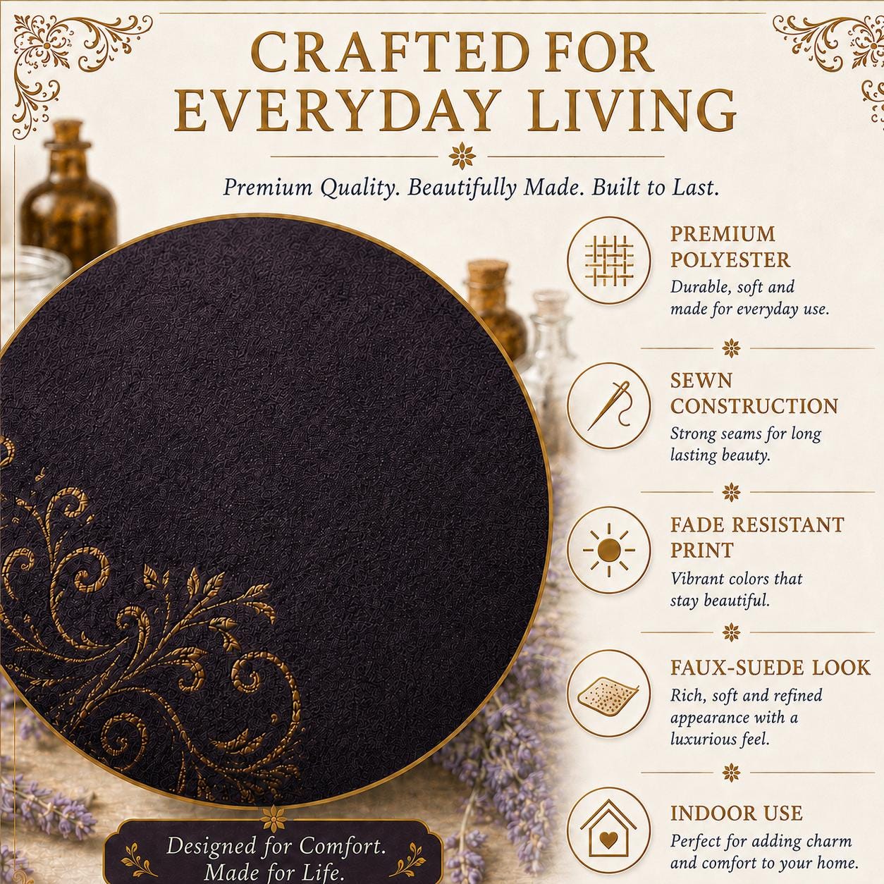 Elderberry Apothecary Studies Faux Suede Pillow, Vintage Herbal Home Decor (Cover or Insert)
