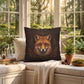 Fox Woodland Pillow, Rustic Throw Pillow, Cabin Decor Cushion, Lodge Style Accent, Wildlife Home Decor