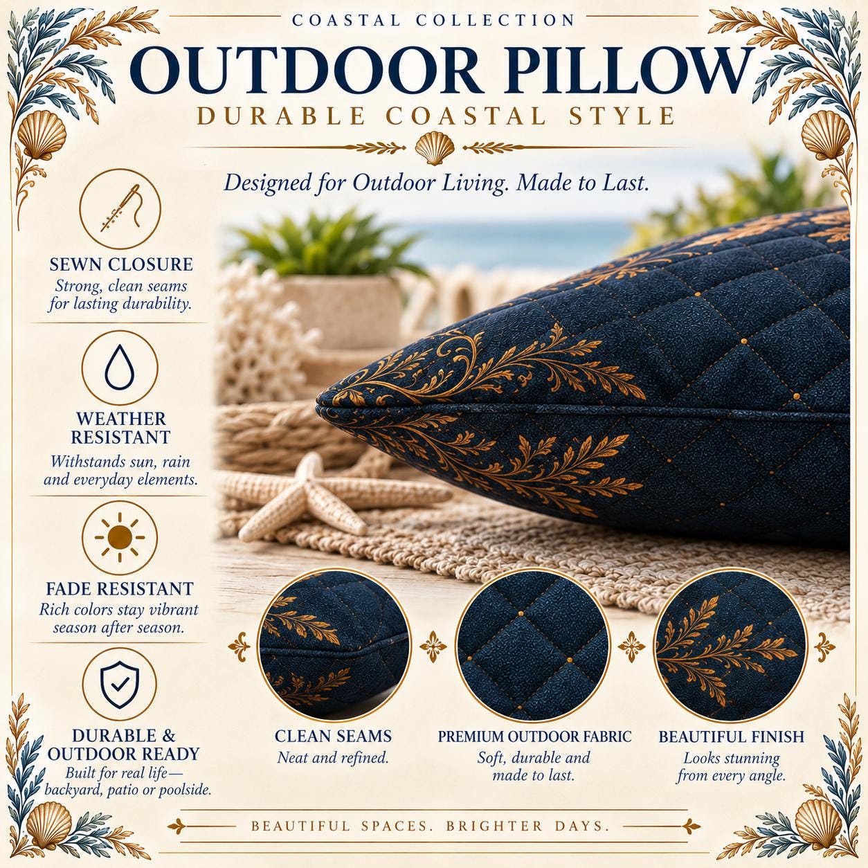 Blue Heron Pillow, Indoor Faux Suede or Outdoor Coastal Bird Decor