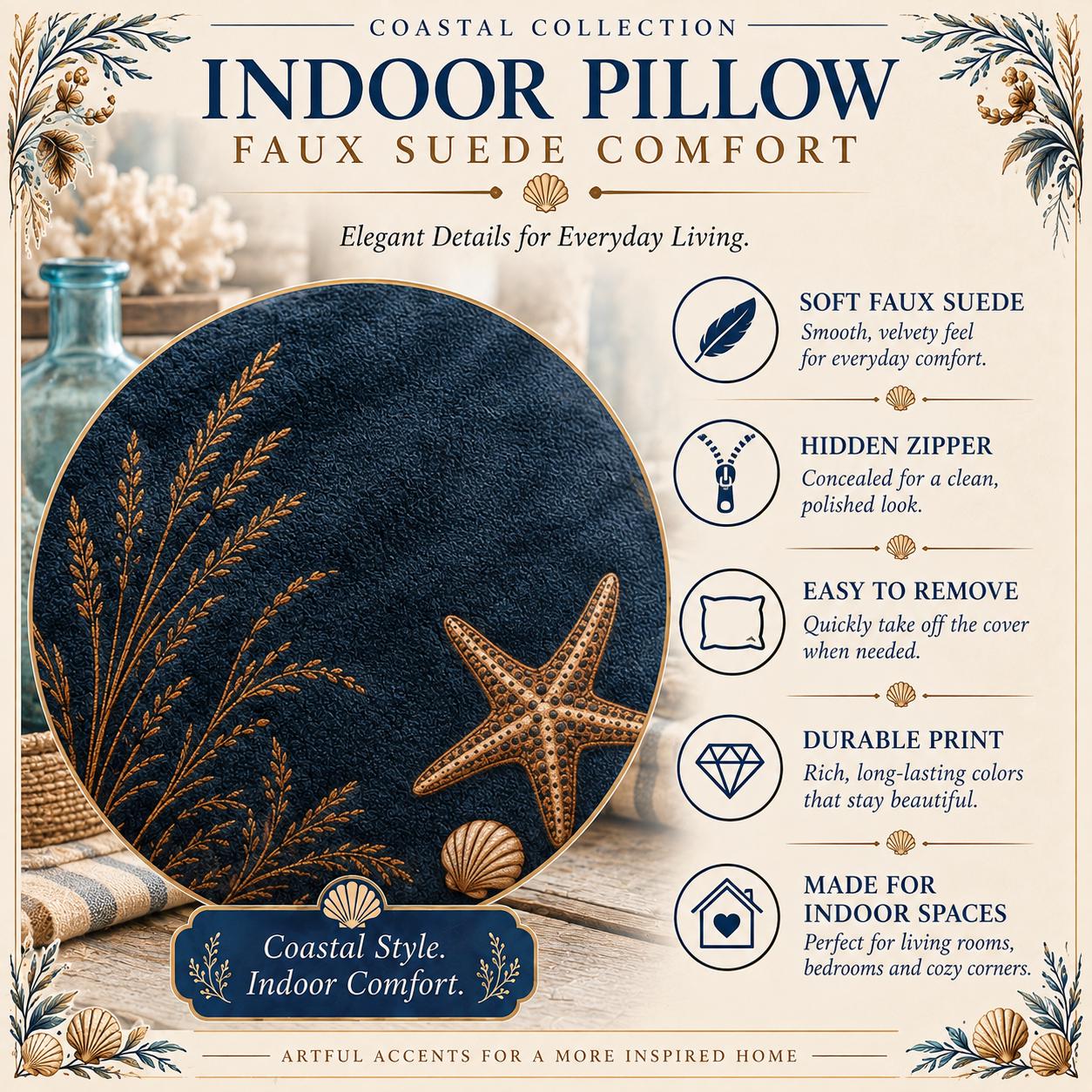 Blue Heron Pillow, Indoor Faux Suede or Outdoor Coastal Bird Decor